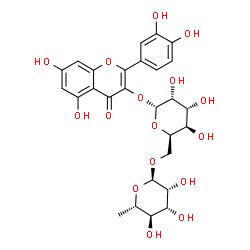 ChemSpider 2D Image | 2-(3,4-Dihydroxyphenyl)-5,7-dihydroxy-4-oxo-4H-chromen-3-yl 6-O-(6-deoxy-alpha-L-mannopyranosyl)-alpha-D-gulopyranoside | C27H30O16