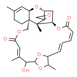 ChemSpider 2D Image | (4E,11E,13Z,17R,17aS,19R,20aR,24aR)-6-hydroxy-5,9,17a,22-tetramethyl-6,7,9,10,17,17a,23,24-octahydro-3H,15H,19H,20aH-spiro[7,10-epoxy-17,19-methano[1,6,12]trioxacyclononadecino[3,4-d]chromene-18,2'-oxirane]-3,15-dione | C29H36O9