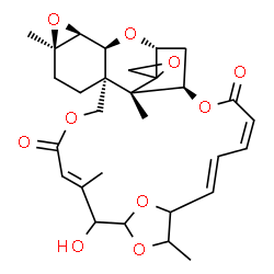 ChemSpider 2D Image | (1R,3S,4S,6R,9R,13E,20E,22Z,26R,27S)-15-Hydroxy-6,14,18,27-tetramethyl-12H,24H-spiro[2,5,11,17,25,30-hexaoxahexacyclo[24.2.1.1~16,19~.0~3,9~.0~4,6~.0~9,27~]triaconta-13,20,22-triene-28,2'-oxirane]-12,
24-dione | C29H36O10