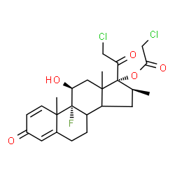 ChemSpider 2D Image | (8xi,10xi,11beta,13xi,14xi,16beta)-21-Chloro-9-fluoro-11-hydroxy-16-methyl-3,20-dioxopregna-1,4-dien-17-yl chloroacetate | C24H29Cl2FO5