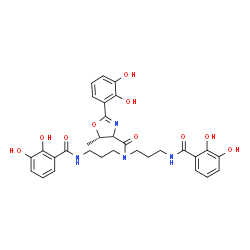 ChemSpider 2D Image | (5S)-N,N-Bis{3-[(2,3-dihydroxybenzoyl)amino]propyl}-2-(2,3-dihydroxyphenyl)-5-methyl-4,5-dihydro-1,3-oxazole-4-carboxamide | C31H34N4O10