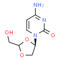 ChemSpider 2D Image | 4-Amino-1-[(4R)-2-(hydroxymethyl)-1,3-dioxolan-4-yl]-2(1H)-pyrimidinone | C8H11N3O4