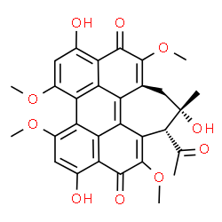 ChemSpider 2D Image | (1R,2S)-1-Acetyl-2,6,11-trihydroxy-4,8,9,13-tetramethoxy-2-methyl-2,3-dihydro-1H-cyclohepta[ghi]perylene-5,12-dione | C30H26O10