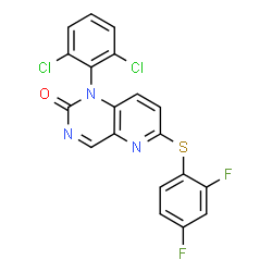 ChemSpider 2D Image | 1-(2,6-Dichlorophenyl)-6-[(2,4-difluorophenyl)sulfanyl]pyrido[3,2-d]pyrimidin-2(1H)-one | C19H9Cl2F2N3OS