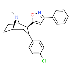 ChemSpider 2D Image | (2S,5R)-3-(4-Chlorophenyl)-8-methyl-2-(3-phenyl-1,2-oxazol-5-yl)-8-azabicyclo[3.2.1]octane | C23H23ClN2O
