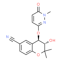 ChemSpider 2D Image | (3S,4R)-3-Hydroxy-2,2-dimethyl-4-[(1-methyl-6-oxo-1,6-dihydro-3-pyridazinyl)oxy]-6-chromanecarbonitrile | C17H17N3O4