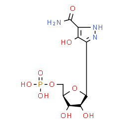 ChemSpider 2D Image | (1R)-1,4-Anhydro-1-(5-carbamoyl-4-hydroxy-1H-pyrazol-3-yl)-5-O-phosphono-D-glycero-pentitol | C9H14N3O9P