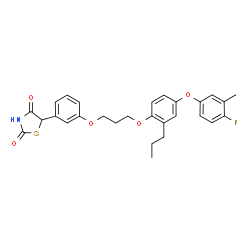 ChemSpider 2D Image | 5-(3-{3-[4-(4-Fluoro-3-methylphenoxy)-2-propylphenoxy]propoxy}phenyl)-1,3-thiazolidine-2,4-dione | C28H28FNO5S