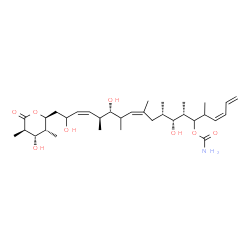 ChemSpider 2D Image | (3Z,7S,8R,9S,11Z,14S,15S,16Z)-8,14,18-trihydroxy-19-[(2S,3R,4S,5R)-4-hydroxy-3,5-dimethyl-6-oxotetrahydro-2H-pyran-2-yl]-5,7,9,11,13,15-hexamethylnonadeca-1,3,11,16-tetraen-6-yl carbamate (non-preferred name) | C33H55NO8