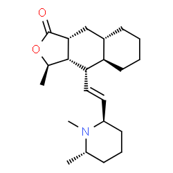 ChemSpider 2D Image | (3R,3aS,4S,4aR,8aS,9aR)-4-{(E)-2-[(2R,6S)-1,6-Dimethyl-2-piperidinyl]vinyl}-3-methyldecahydronaphtho[2,3-c]furan-1(3H)-one | C22H35NO2