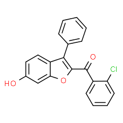ChemSpider 2D Image | (2-Chlorophenyl)(6-hydroxy-3-phenyl-1-benzofuran-2-yl)methanone | C21H13ClO3