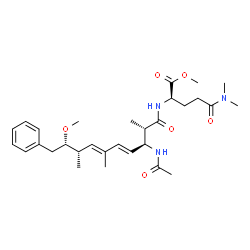 ChemSpider 2D Image | Methyl N~2~-[(2S,3S,4E,6E,8S,9S)-3-acetamido-9-methoxy-2,6,8-trimethyl-10-phenyl-4,6-decadienoyl]-N,N-dimethyl-D-glutaminate | C30H45N3O6