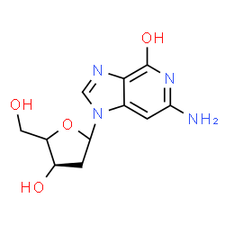 ChemSpider 2D Image | 6-amino-1-[(4xi)-2-deoxy-L-glycero-pentofuranosyl]-1H-imidazo[4,5-c]pyridin-4-ol | C11H14N4O4