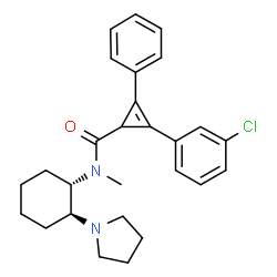 ChemSpider 2D Image | 2-(3-Chlorophenyl)-N-methyl-3-phenyl-N-[(1S,2S)-2-(1-pyrrolidinyl)cyclohexyl]-2-cyclopropene-1-carboxamide | C27H31ClN2O