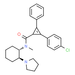 ChemSpider 2D Image | 2-(4-Chlorophenyl)-N-methyl-3-phenyl-N-[(1S,2S)-2-(1-pyrrolidinyl)cyclohexyl]-2-cyclopropene-1-carboxamide | C27H31ClN2O