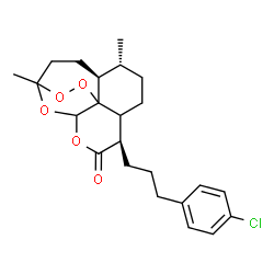ChemSpider 2D Image | (5aS,6R,9R)-9-[3-(4-chlorophenyl)propyl]-3,6-dimethyloctahydro-3,12-epoxy[1,2]dioxepino[4,3-i]isochromen-10(3H)-one | C23H29ClO5