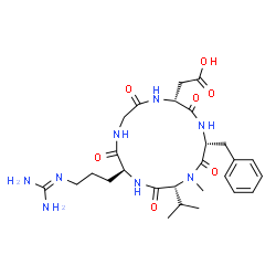ChemSpider 2D Image | Cyclo(L-arginylglycyl-D-alpha-aspartyl-D-phenylalanyl-N-methyl-D-valyl) | C27H40N8O7