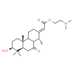 ChemSpider 2D Image | 2-(Dimethylamino)ethyl (2E)-[(3beta,8xi,9xi,13E,14alpha)-3-hydroxy-14-methyl-7-oxopodocarpan-13-ylidene]acetate | C24H39NO4
