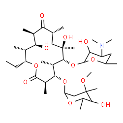 ChemSpider 2D Image | (3R,4S,5S,6R,7R,9R,11R,12S,13R,14R)-6-{[4-(Dimethylamino)-3-hydroxy-6-methyltetrahydro-2H-pyran-2-yl]oxy}-14-ethyl-7,12-dihydroxy-4-[(5-hydroxy-4-methoxy-4,6-dimethyltetrahydro-2H-pyran-2-yl)oxy]-3,5,
7,9,11,13-hexamethyloxacyclotetradecane-2,10-dione | C37H67NO12
