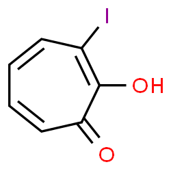ChemSpider 2D Image | 2-Hydroxy-3-iodo-2,4,6-cycloheptatrien-1-one | C7H5IO2