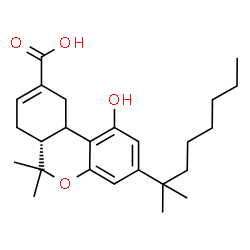ChemSpider 2D Image | (6aR)-1-Hydroxy-6,6-dimethyl-3-(2-methyl-2-octanyl)-6a,7,10,10a-tetrahydro-6H-benzo[c]chromene-9-carboxylic acid | C25H36O4