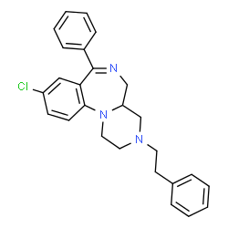 ChemSpider 2D Image | 9-Chloro-7-phenyl-3-(2-phenylethyl)-1,2,3,4,4a,5-hexahydropyrazino[1,2-a][1,4]benzodiazepine | C26H26ClN3