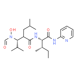 ChemSpider 2D Image | N~2~-{(3S)-3-[Formyl(hydroxy)amino]-2-isobutyl-4-methylpentanoyl}-N-2-pyridinyl-L-isoleucinamide | C22H36N4O4