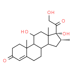 ChemSpider 2D Image | (8xi,9xi,10xi,13xi,14xi,16alpha)-11,17,21-Trihydroxy-16-methylpregn-4-ene-3,20-dione | C22H32O5