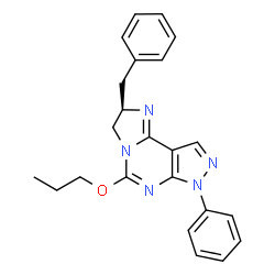 ChemSpider 2D Image | (2R)-2-Benzyl-7-phenyl-5-propoxy-2,7-dihydro-3H-imidazo[1,2-c]pyrazolo[4,3-e]pyrimidine | C23H23N5O