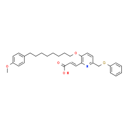 ChemSpider 2D Image | (2E)-3-(3-{[8-(4-Methoxyphenyl)octyl]oxy}-6-[(phenylsulfanyl)methyl]-2-pyridinyl)acrylic acid | C30H35NO4S