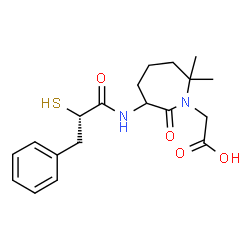 ChemSpider 2D Image | (2,2-Dimethyl-7-oxo-6-{[(2S)-3-phenyl-2-sulfanylpropanoyl]amino}-1-azepanyl)acetic acid | C19H26N2O4S