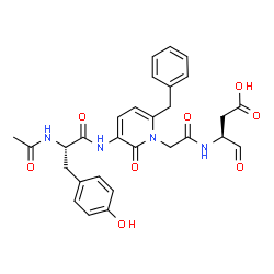 ChemSpider 2D Image | (3S)-3-[({3-[(N-Acetyl-L-tyrosyl)amino]-6-benzyl-2-oxo-1(2H)-pyridinyl}acetyl)amino]-4-oxobutanoic acid | C29H30N4O8