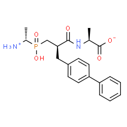 ChemSpider 2D Image | (2S)-2-{[(2R)-3-{[(1S)-1-Ammonioethyl](hydroxy)phosphoryl}-2-(4-biphenylylmethyl)propanoyl]amino}propanoate | C21H27N2O5P