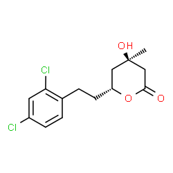 ChemSpider 2D Image | (4R,6R)-6-[2-(2,4-Dichlorophenyl)ethyl]-4-hydroxy-4-methyltetrahydro-2H-pyran-2-one | C14H16Cl2O3