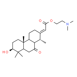 ChemSpider 2D Image | 2-(Dimethylamino)ethyl (2E)-[(3beta,5xi,8xi,9xi,13E,14alpha)-3-hydroxy-14-methyl-7-oxopodocarpan-13-ylidene]acetate | C24H39NO4