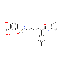 ChemSpider 2D Image | 5-{[6-{[(2S)-1-Carboxy-3-oxo-2-propanyl]amino}-5-(4-methylphenyl)-6-oxohexyl]sulfamoyl}-2-hydroxybenzoic acid | C24H28N2O9S