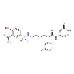 ChemSpider 2D Image | 5-{[6-{[(2S)-1-Carboxy-3-oxo-2-propanyl]amino}-5-(3-methylphenyl)-6-oxohexyl]sulfamoyl}-2-hydroxybenzoic acid | C24H28N2O9S