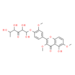 ChemSpider 2D Image | 5-Hydroxy-3,6-dimethoxy-2-{3-methoxy-4-[(1,2,4,5-tetrahydroxy-3-oxohexyl)oxy]phenyl}-4H-chromen-4-one | C24H26O12