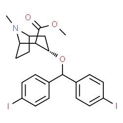 ChemSpider 2D Image | Methyl (3S)-3-[bis(4-iodophenyl)methoxy]-8-methyl-8-azabicyclo[3.2.1]octane-2-carboxylate | C23H25I2NO3