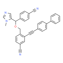 ChemSpider 2D Image | 3-(4-Biphenylylethynyl)-4-{[(4-cyanophenyl)(1-methyl-1H-imidazol-5-yl)methoxy]methyl}benzonitrile | C34H24N4O