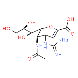 ChemSpider 2D Image | 5-(acetylamino)-2,6-anhydro-4-carbamimidamido-3,4,5-trideoxy-D-arabino-non-2-enonic acid | C12H20N4O7
