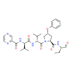 ChemSpider 2D Image | N-(2-Pyrazinylcarbonyl)-D-valyl-D-valyl-(4R)-N-[(2S)-1-oxo-2-butanyl]-4-phenoxy-L-prolinamide | C30H40N6O6