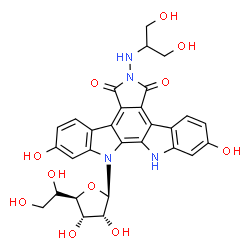 ChemSpider 2D Image | 6-[(1,3-Dihydroxy-2-propanyl)amino]-2,10-dihydroxy-12-(alpha-L-talofuranosyl)-12,13-dihydro-5H-indolo[2,3-a]pyrrolo[3,4-c]carbazole-5,7(6H)-dione | C29H28N4O11