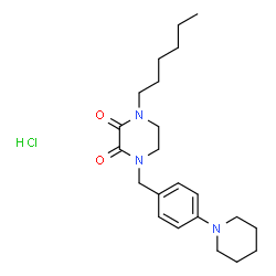 ChemSpider 2D Image | 1-Hexyl-4-[4-(1-piperidinyl)benzyl]-2,3-piperazinedione hydrochloride (1:1) | C22H34ClN3O2