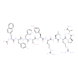 ChemSpider 2D Image | (2R)-N-[(2S)-1-Amino-1-oxo-2-propanyl]-1-[(2S,5S,8S,11S,14S,17R,20S,23R)-2-(3-carbamimidamidopropyl)-8-[3-(carbamoylamino)propyl]-20-(4-chlorobenzyl)-11-(4-hydroxybenzyl)-14-(hydroxymethyl)-5-isobutyl
-23-(2-naphthylmethyl)-4,7,10,13,16,19,22,25-octaoxo-17-(3-pyridinylmethyl)-3,6,9,12,15,18,21,24-octaazahexacosan-1-oyl]-2-pyrrolidinecarboxamide | C70H92ClN17O14