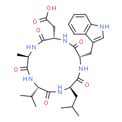 ChemSpider 2D Image | Cyclo(D-alanyl-L-valyl-D-leucyl-L-tryptophyl-L-alpha-aspartyl) | C29H40N6O7