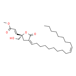 ChemSpider 2D Image | Methyl (2E)-3-{(2S,4Z)-2-(hydroxymethyl)-4-[(10Z)-10-nonadecen-1-ylidene]-5-oxotetrahydro-2-furanyl}acrylate | C28H46O5