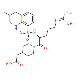 ChemSpider 2D Image | (1-{N~2~-[(3-Methyl-1,2,3,4-tetrahydro-8-quinolinyl)sulfonyl]arginyl}-4-piperidinyl)acetic acid | C23H36N6O5S
