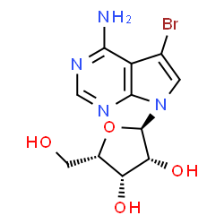ChemSpider 2D Image | 5-Bromo-7-(alpha-L-lyxofuranosyl)-7H-pyrrolo[2,3-d]pyrimidin-4-amine | C11H13BrN4O4