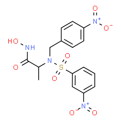 ChemSpider 2D Image | N-Hydroxy-N~2~-(4-nitrobenzyl)-N~2~-[(3-nitrophenyl)sulfonyl]alaninamide | C16H16N4O8S